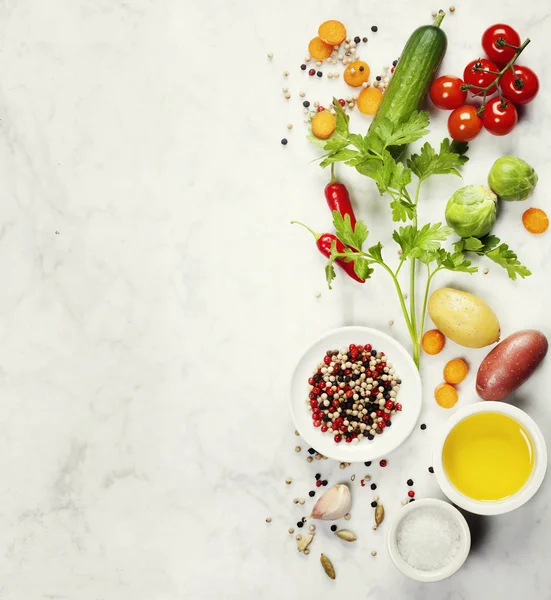 Various colorful spices and vegetables