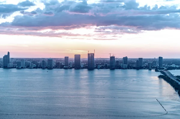 Stunning coast of Miami as seen from helicopter