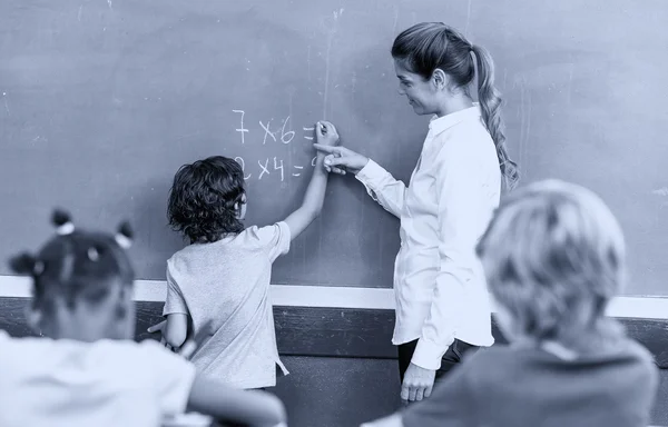 Black and white primary school scene. Education concept