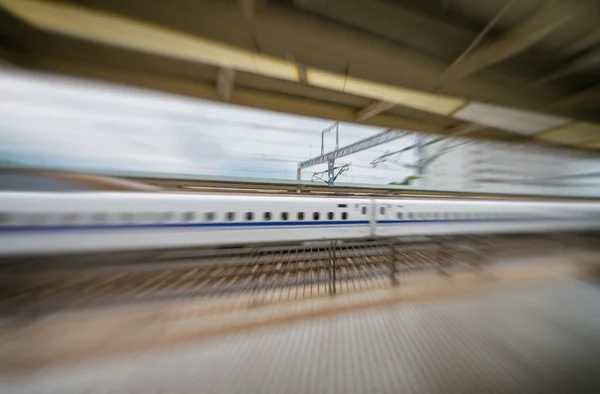 HAKONE, JAPAN - MAY 25: Shinkansen bullet train speeds up in Hak