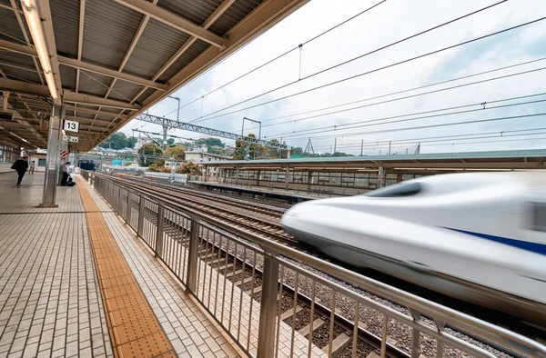 HAKONE, JAPAN - MAY 25: Shinkansen bullet train speeds up in Hak