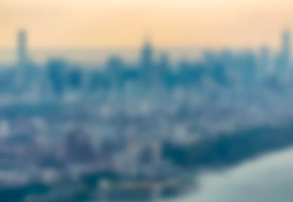 Blurred view of Manhattan skyline