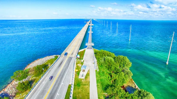Beautiful aerial view of Florida Bridge across Keys Island
