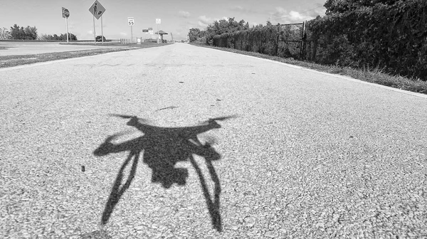 Shadow of a drone about to take off