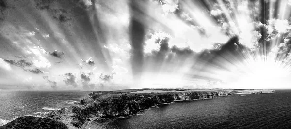 Cape Schanck overhead view in black and white, Mornington Penins
