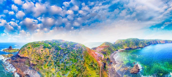 Cape Schanck mountains and ocean aerial view, Mornington Peninsu