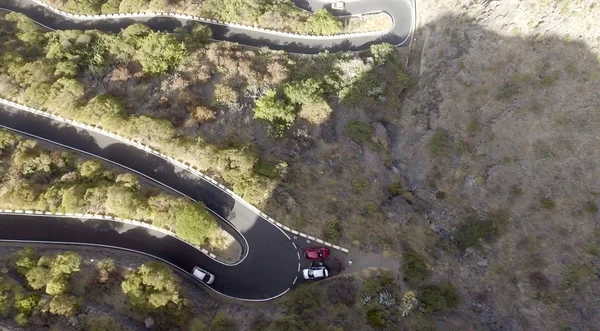 Overhead view of winding mountain road