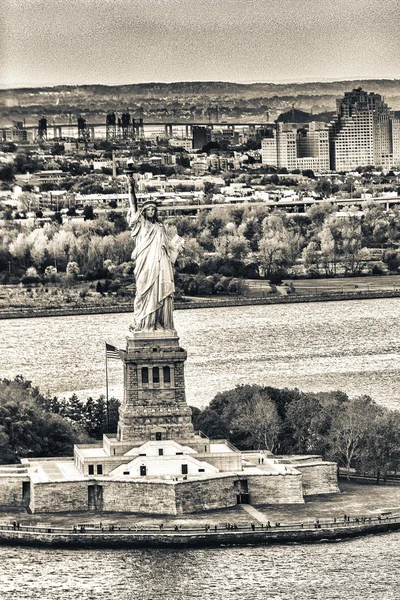 Statue of Liberty aerial view, NYC