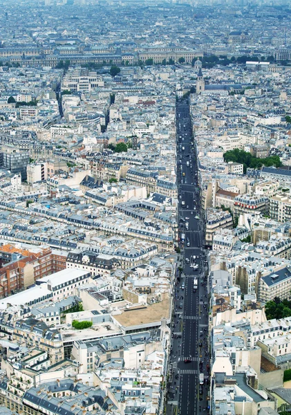 Aerial view of Paris street and buildings