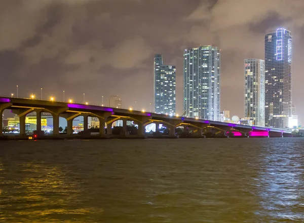 Bridge lit up at night, Miami