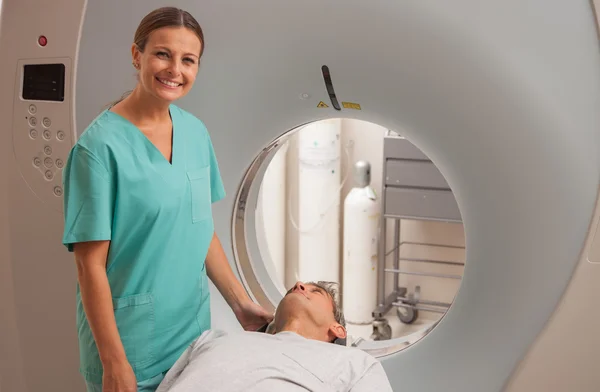 Man undergoing magnetic resonance