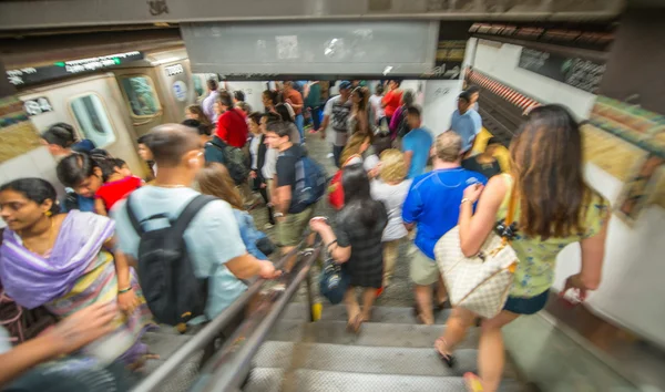 People inside New York subway station