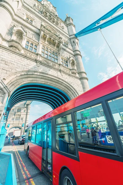 Red public  bus in London