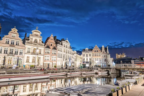 GENT, BELGIUM - APRIL 20, 2015: Tram moves fast in city center.