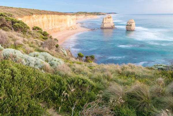 Twelve Apostles rocks in Australia at sunset along Great Ocean Road, Victoria -