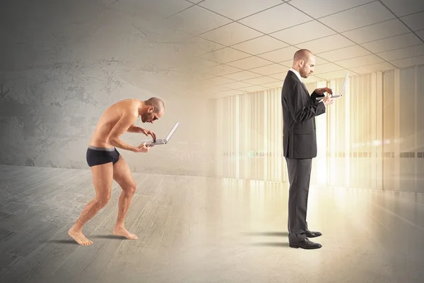 Evolution of businessman with technology