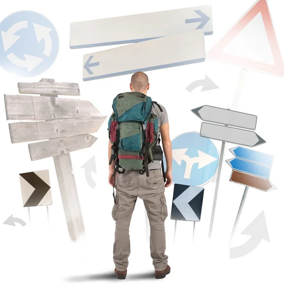 Traveler undecided which way to go