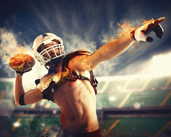 Football player throws a fireball