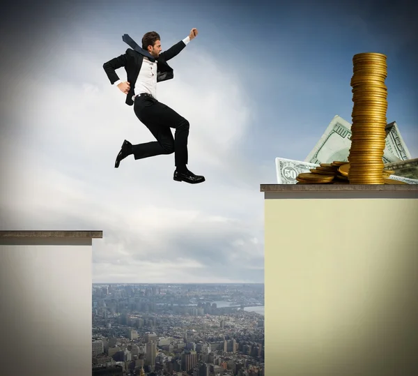 Businessman jumps risky to get money