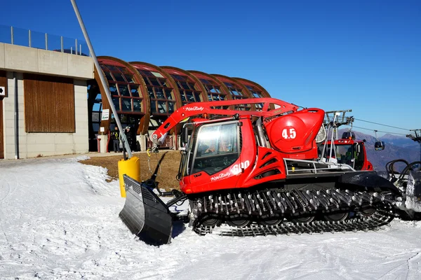 MADONNA DI CAMPIGLIO, ITALY - DECEMBER 14: The Pisten Bully 600 groomer for ski slopes preparation on December 14, 2015 in Madonna di Campiglio, Italy. More then 46 mln tourists is expected to visit Italy in year 2015.