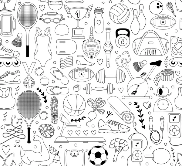 Doodle sports elements. Vector illustration