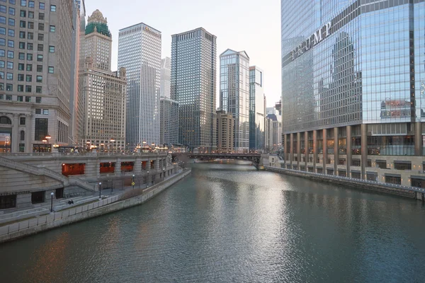 Chicago River at twilight