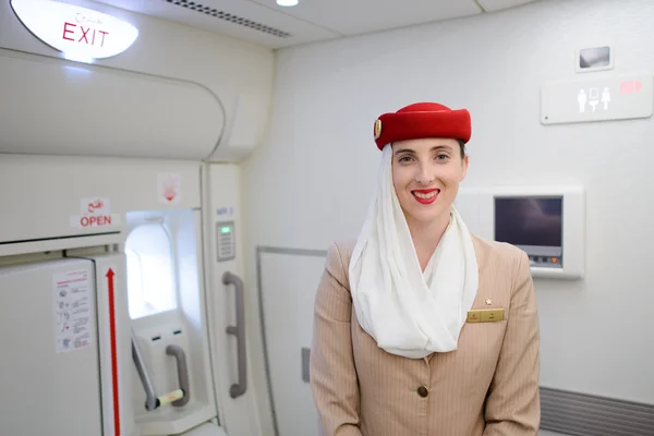 Emirates crew member in Airbus A380 aircraft