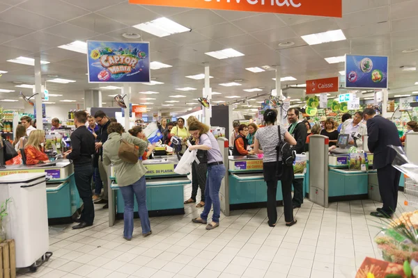 Checkout counter in supermarket