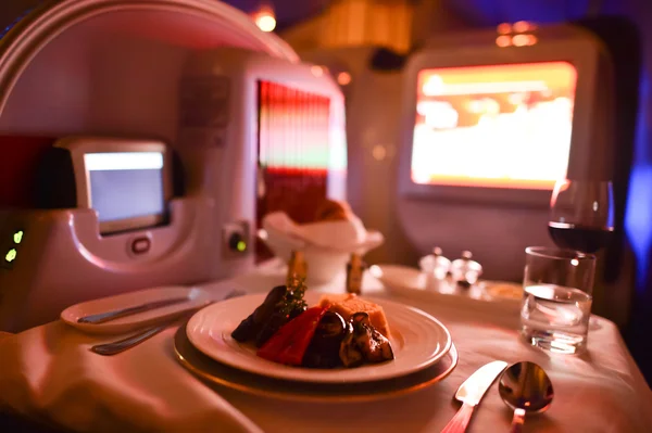 Dinner in first class Boeing-777