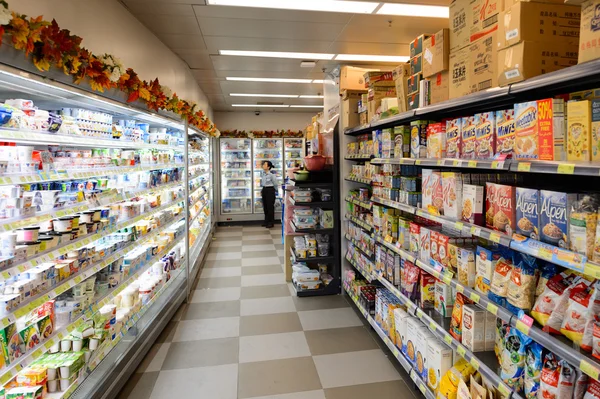 Interior of the food supermarket