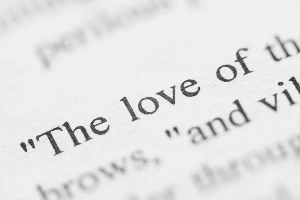 Word love closeup on the book page