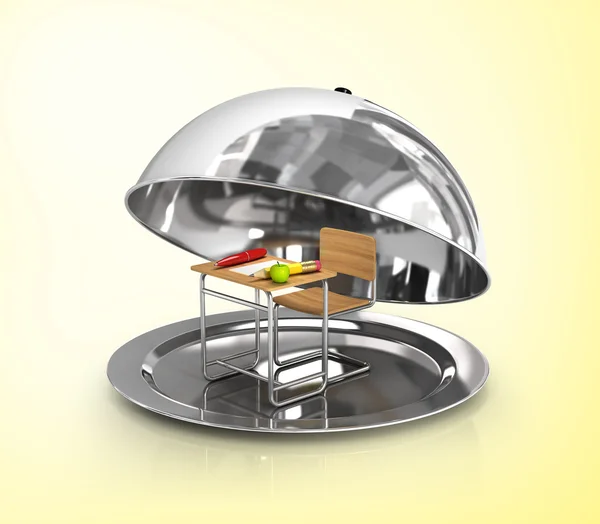 Restaurant cloche with shopping trolley, food and drinks