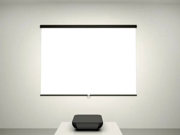 3d illustration of the presentation screen and a projector for c