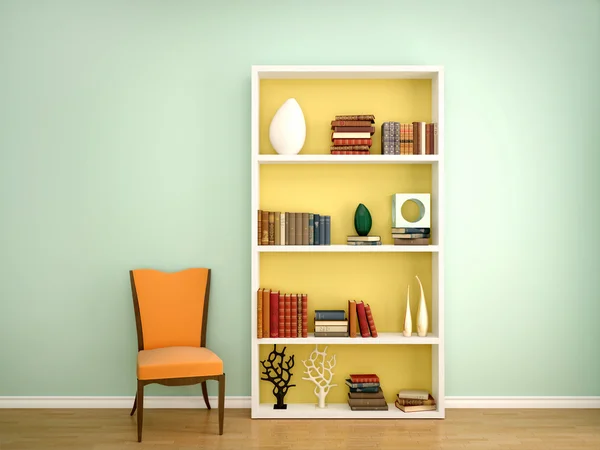 3d illustration of books on the shelves of the decor in the inte