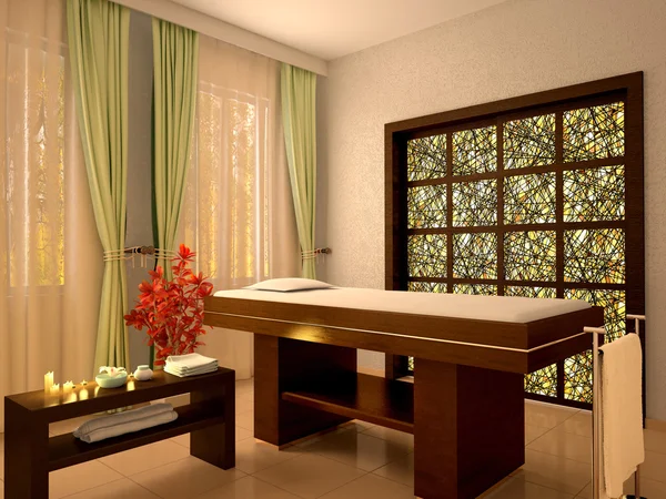 3d illustration of nice massage room in spa salon