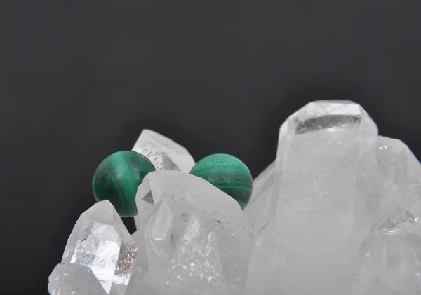 Malachite on rock crystal