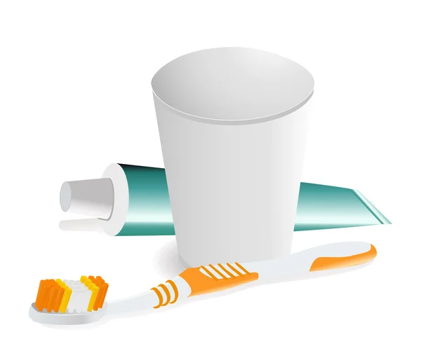 Dental hygiene objects on white