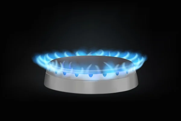 Kitchen gas burner on black. realistic vector illustration