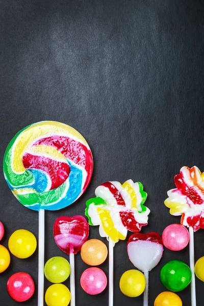 Multicolored lollipops and candies