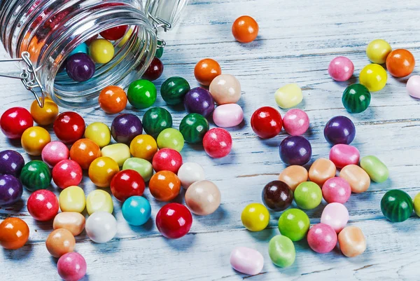 Chewing gum and candies in jar