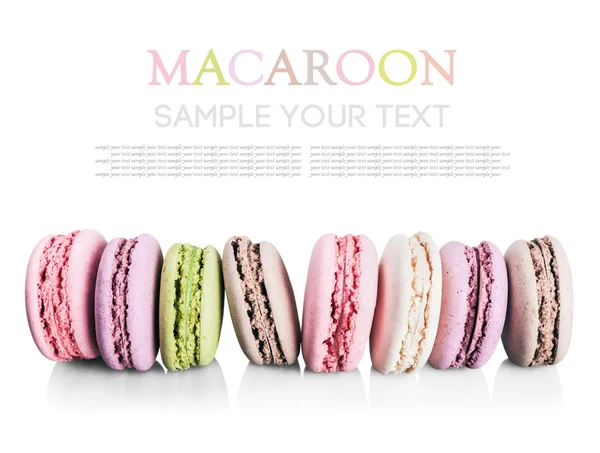 Colorful macaroon cake in row