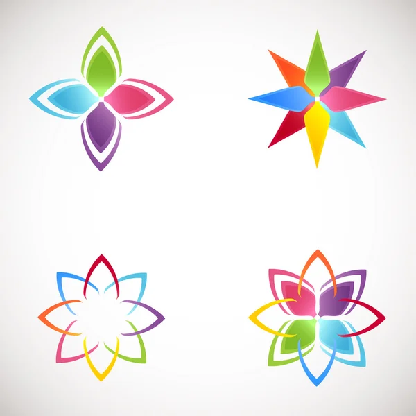 Lotus Logotype icons set. Bright colors flower logos.Lotus flower logo for Beauty salon, health clinic, yoga studio, massage studio.