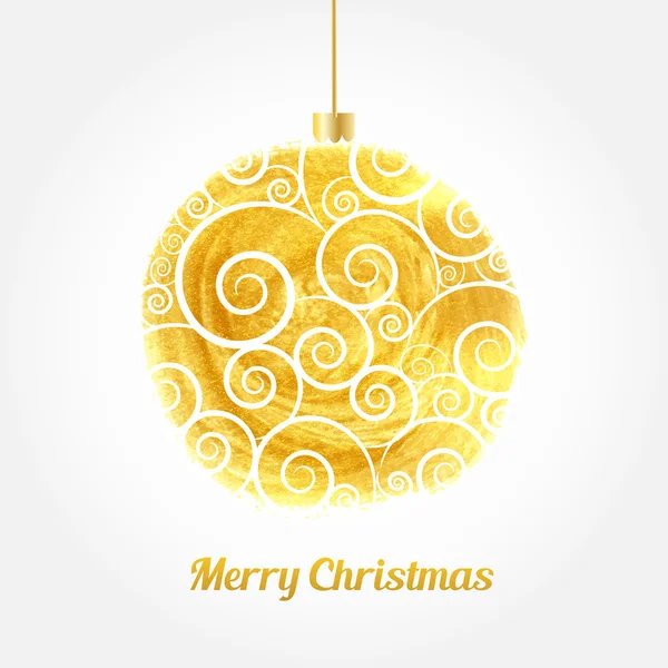 Golden watercolor painted vector Christmas ball