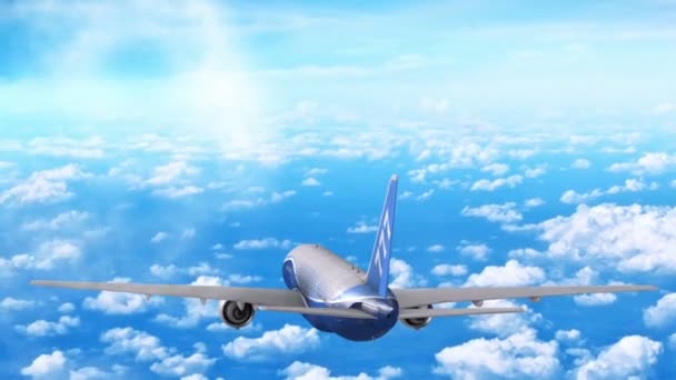 商用喷气式飞机飞行在高空云层上方 - 图库视频