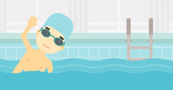 Man swimming in pool vector illustration.