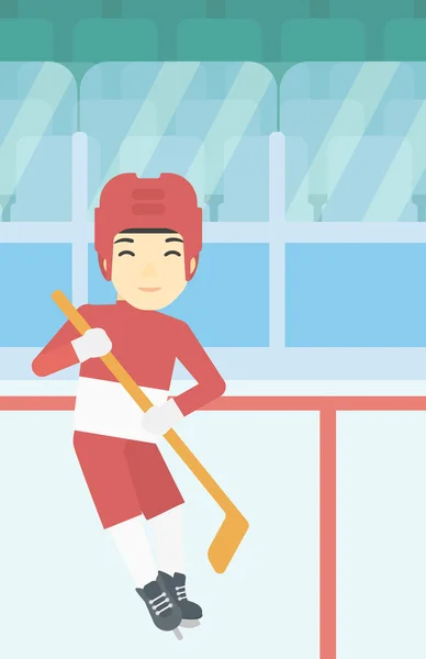 Ice hockey player with stick vector illustration.