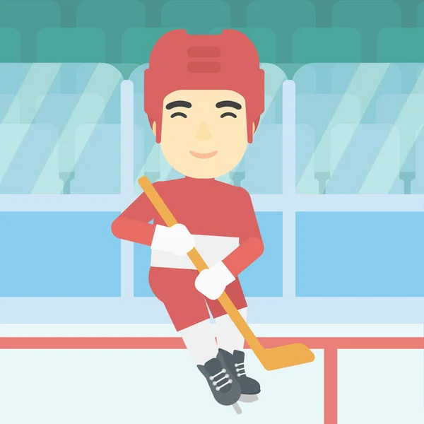 Ice hockey player with stick vector illustration.