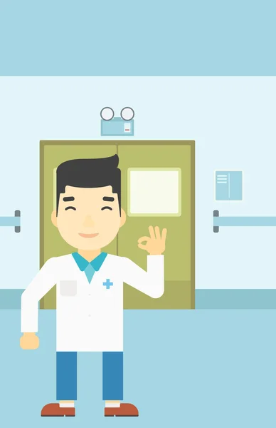 Doctor showing ok sign vector illustration.