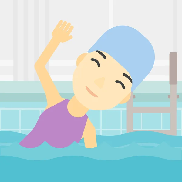 Woman swimming in pool vector illustration.