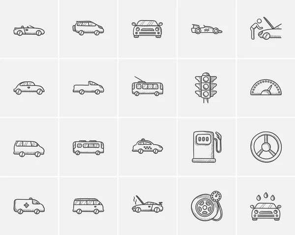 Transportation sketch icon set.